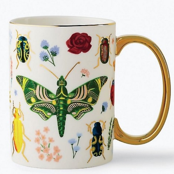 Colorful Insect and Butterfly Mug with Gold Handle, Rifle Paper Co. Curio Mug - Picture 3 of 14